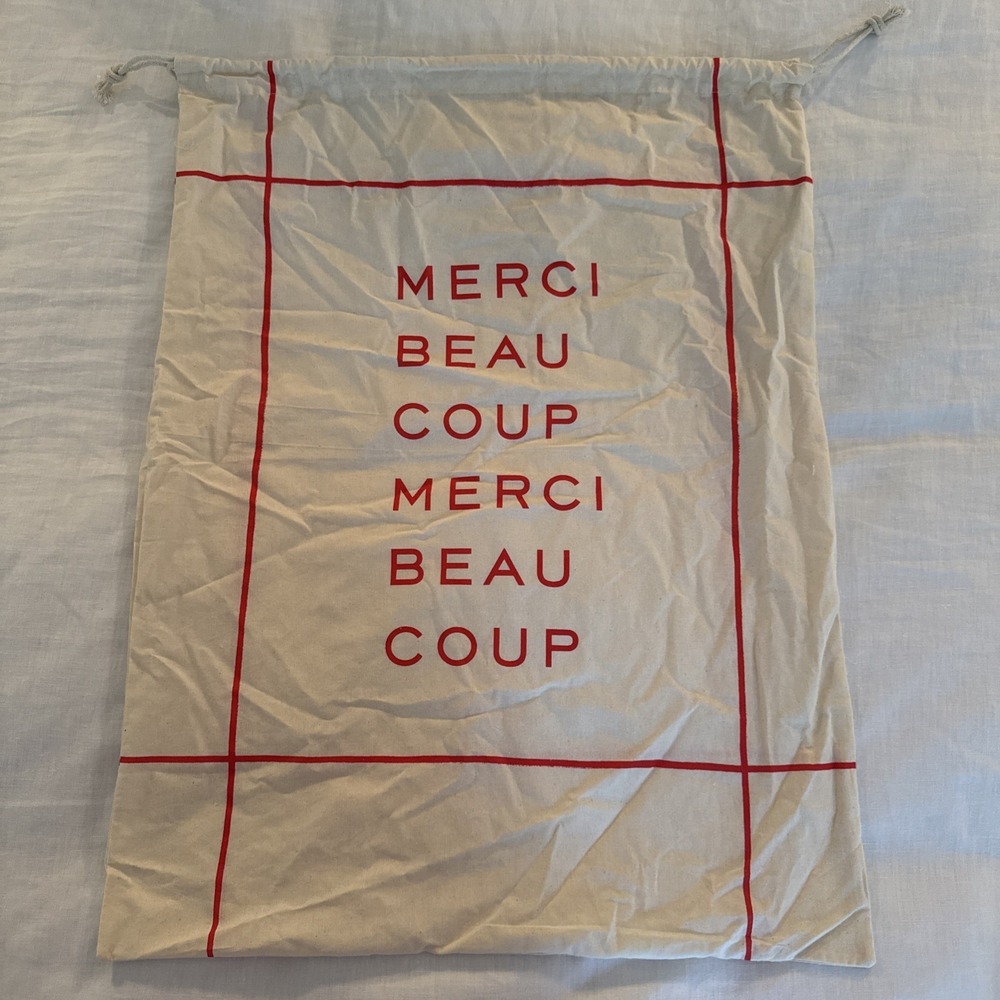 CLARE V Merci Beaucoup Muslin Dust Bag Drawstring Pouch Cream XL 18 x 24